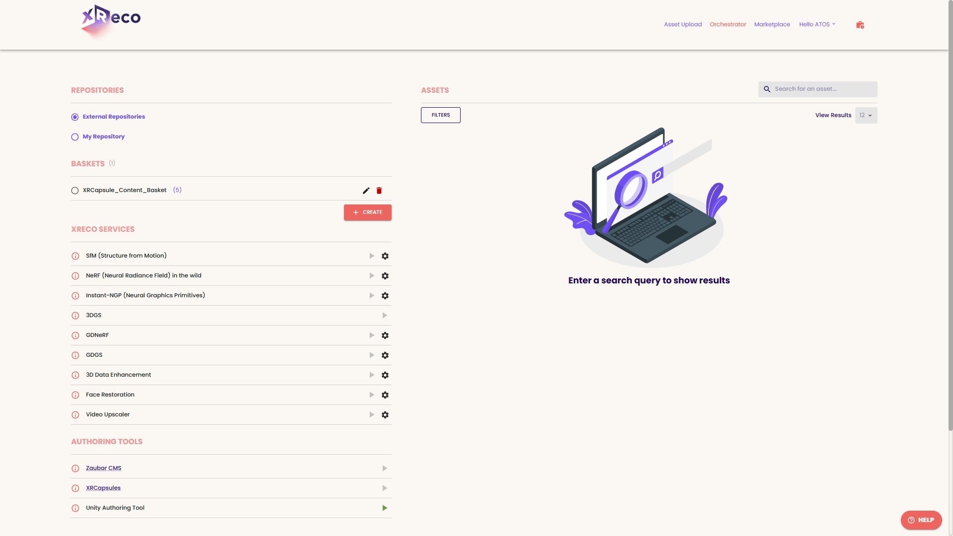 XReco Repository Search – Empty State View XReco Repository Search – Empty State View