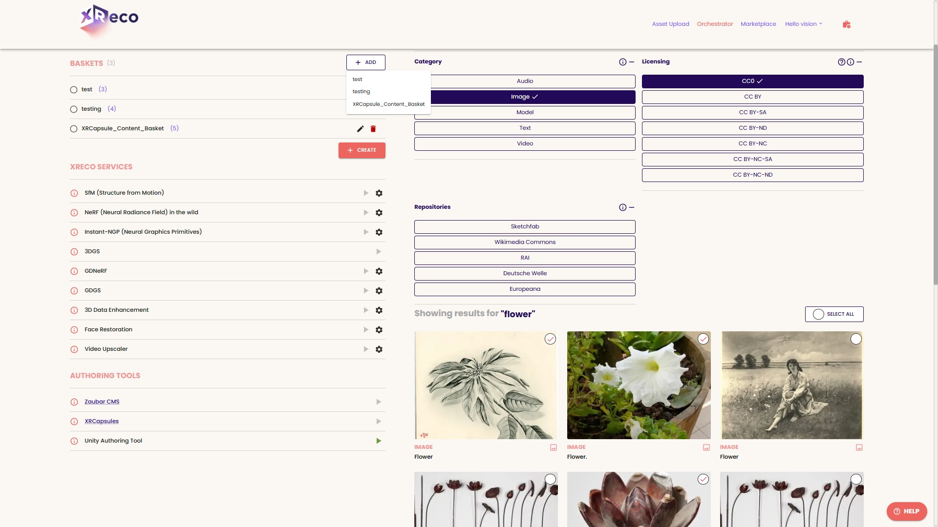 XReco Search Interface